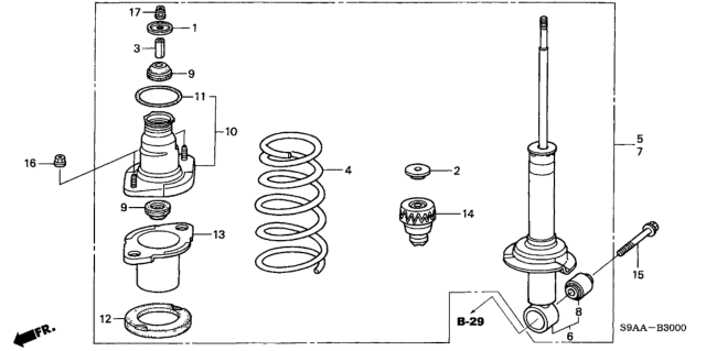 2006 Honda CR-V Shock Absorber Assembly, Left Rear Diagram for 52620-S9B-A12