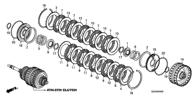 2012 Honda Pilot 5 Door EX-L (2WD) KA 5AT AT Clutch (4th-5th) Diagram