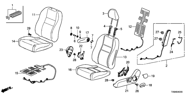 2013 Honda Fit EV Module Assembly, Driver Side Diagram for 78055-TX9-A01