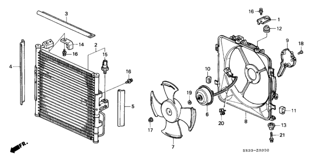 1993 Honda Civic 3 Door VX KA 5MT A/C Air Conditioner (Condenser) Diagram