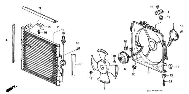 1992 Honda Civic A/C Air Conditioner (Condenser) Diagram