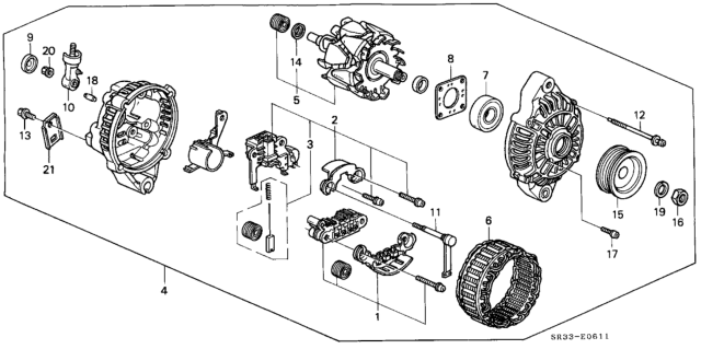 1993 Honda Civic Rotor Assembly Diagram for 31101-P01-014