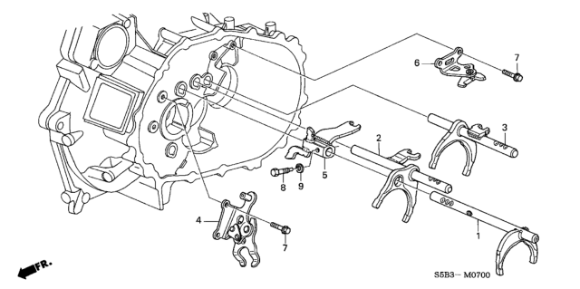 2003 Honda Civic Fork, Gearshift (1-2) Diagram for 24220-PWL-000