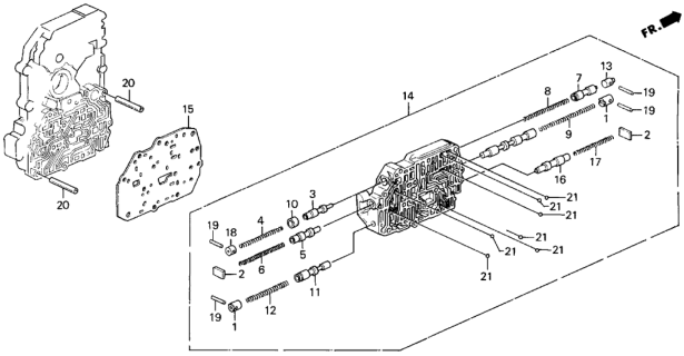 1993 Honda Prelude AT Secondary Body Diagram