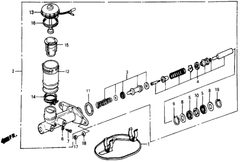 1985 Honda Civic 5 Door DX KA 5MT Brake Master Cylinder Diagram
