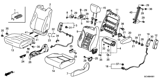 2011 Honda Element Front Seat (Passenger Side) Diagram