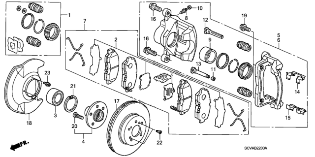 2008 Honda Element Hub Assembly, Front Diagram for 44600-SDA-A10