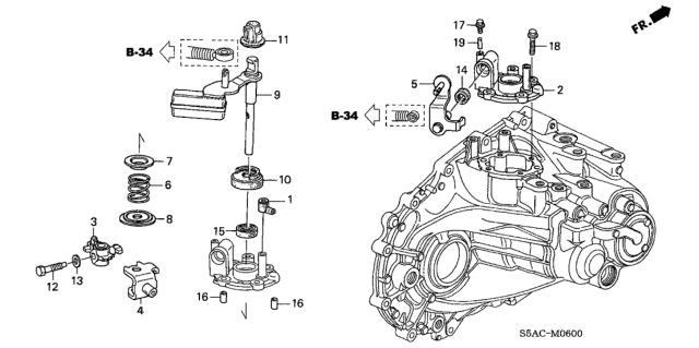 2005 Honda Civic MT Shift Arm - Shift Lever Diagram