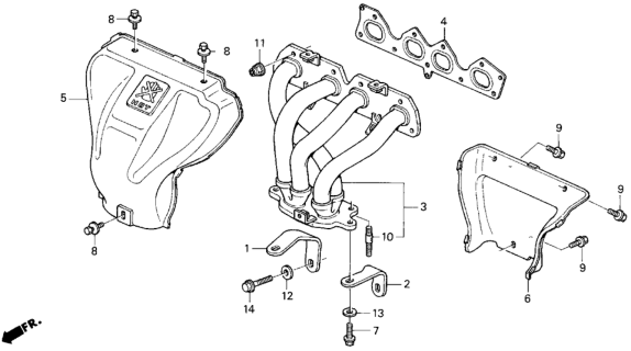 1995 Honda Prelude Cover B, Exhuast Manifold Diagram for 18121-P13-000