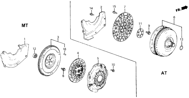 1991 Honda Civic MT Clutch - Torque Converter Diagram