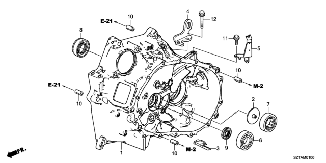 2014 Honda CR-Z MT Clutch Case Diagram