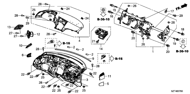 2012 Honda CR-Z 3 Door EX KA CVT Instrument Panel Diagram