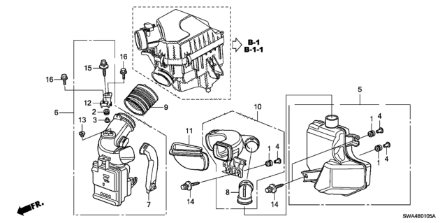 2011 Honda CR-V Rubber, Air Cleaner Housing Mounting Diagram for 17213-PD1-000