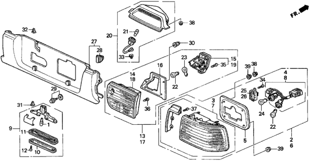 1992 Honda Accord Cover & Wire, L. Diagram for 34157-SM4-A01