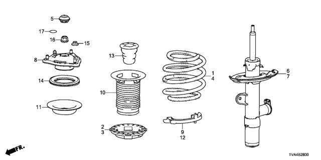 2021 Honda Accord Shock Absorber Unit, Right Front Diagram for 51611-TVA-A93