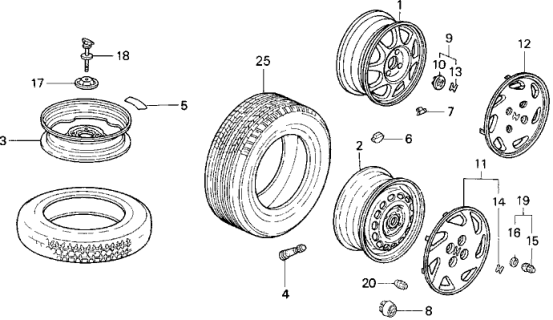 1995 Honda Civic Cap, Wheel Center Diagram for 44732-SR3-000