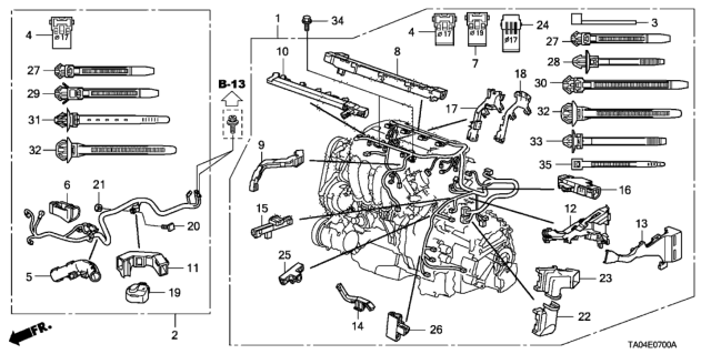 2008 Honda Accord Wire Harness, Engine Diagram for 32110-R40-A51