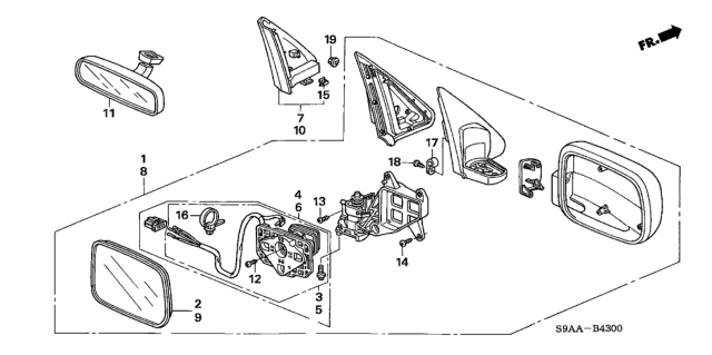 2006 Honda CR-V Actuator Set, Passenger Side (Heated) Diagram for 76210-SCA-G01