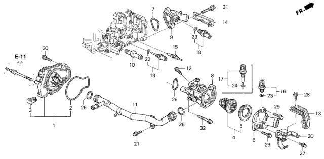 1994 Honda Accord Thermostat Assembly (Nippon Thermostat) Diagram for 19301-P08-316