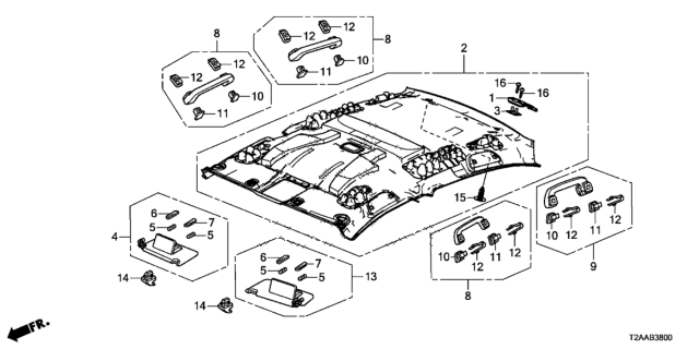 2017 Honda Accord Roof Lining Diagram