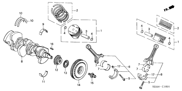 2004 Honda Accord Bearing A, Connecting Rod (Black) Diagram for 13211-P8A-A04