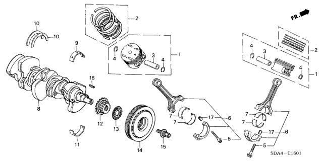 2003 Honda Accord Crankshaft - Piston (V6) Diagram