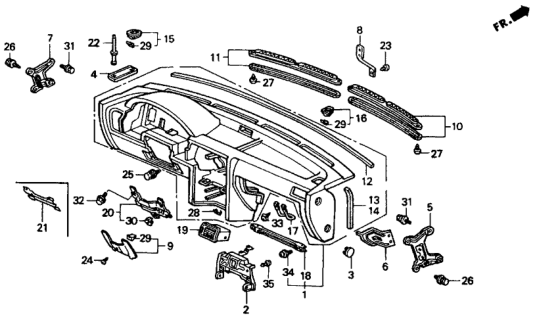 1990 Honda Accord Panel Assy., Instrument *NH167L* (GRAPHITE BLACK) Diagram for 77100-SM4-A00ZA