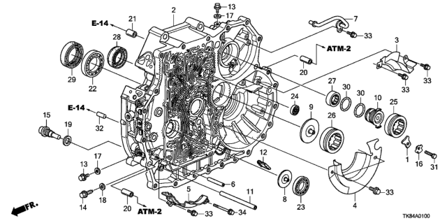 2012 Honda Odyssey 5 Door LX KA 5AT AT Torque Converter Case Diagram