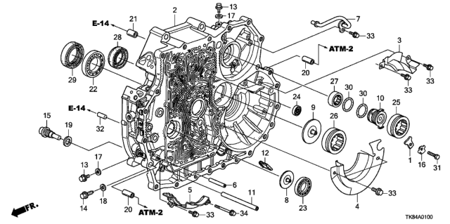 2011 Honda Odyssey AT Torque Converter Case Diagram