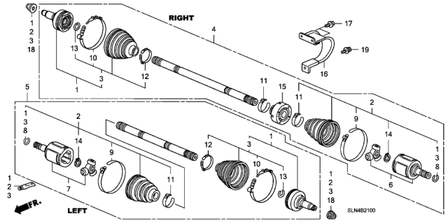 2008 Honda Fit 5 Door BASE KA 5MT Driveshaft Diagram