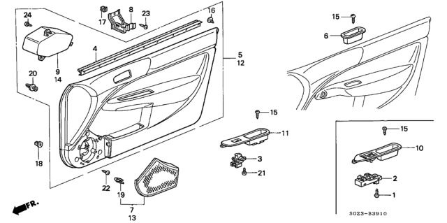 1999 Honda Civic Lining, L. FR. Door *NH178L* (Power Window) (EXCEL CHARCOAL) Diagram for 83550-S02-A12ZA