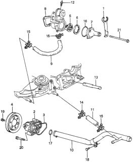 1980 Honda Prelude Water Pump - Thermostat Diagram