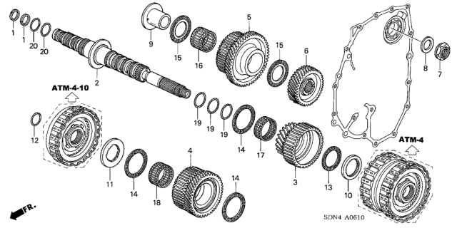 2003 Honda Accord AT Secondary Shaft (L4) Diagram