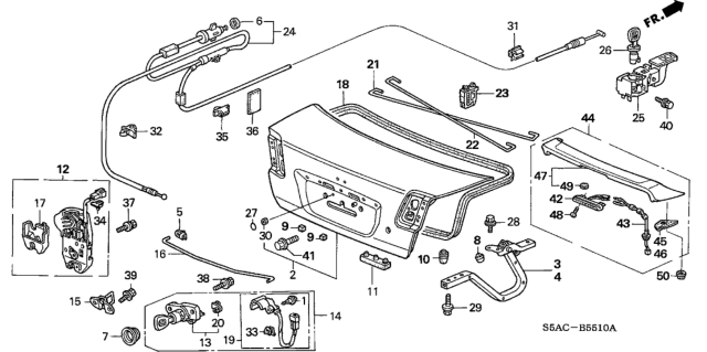 2005 Honda Civic Spoiler Assembly, Trunk (Satin Silver Metallic) Diagram for 71700-S5D-A11ZD