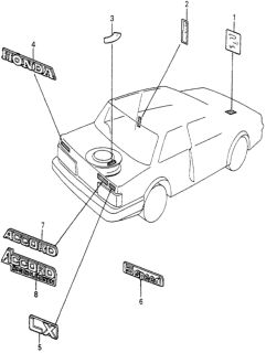 1983 Honda Accord 3 Door LX KA HMT Emblems Diagram