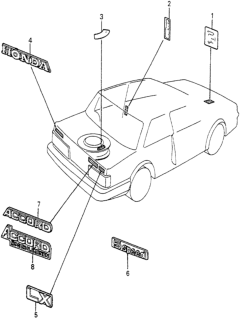 1982 Honda Accord Placard, Specification Diagram for 42762-SA5-670