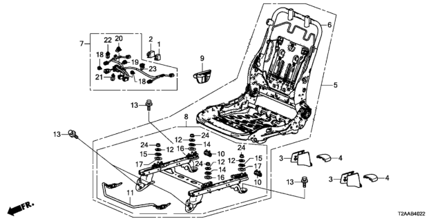 2017 Honda Accord Front Seat Components (Passenger Side) (Manual Seat) (TS Tech) Diagram