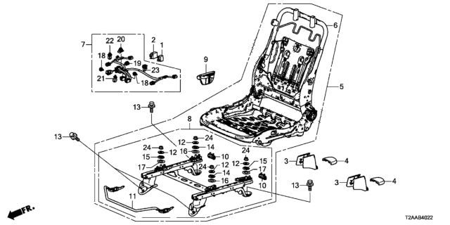 2017 Honda Accord Frame, R. FR. Seat Diagram for 81136-T2F-A03