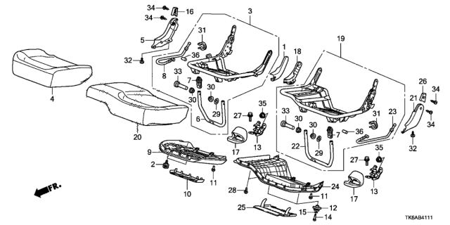 2013 Honda Fit Rear Seat Cushion Diagram