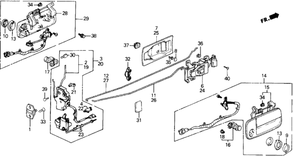 1990 Honda Prelude 2 Door 2.05SI (ABS) KA 5MT Door Lock Diagram