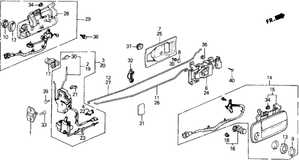 1989 Honda Prelude Cylinder, Driver Side Door Diagram for 72146-SE0-J02