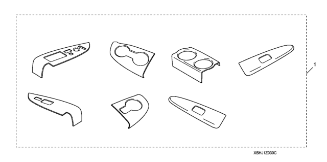 2009 Honda Odyssey 5 Door EXL-T KA 5AT Window Switch - Cup Holder Kit Diagram