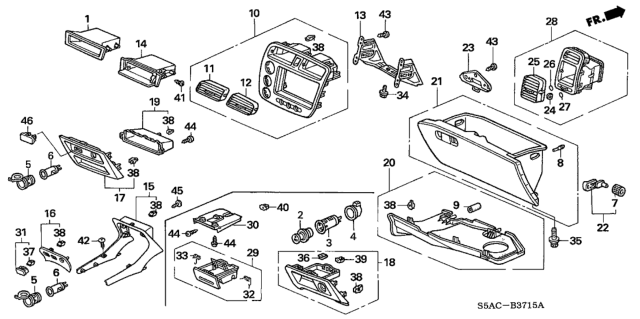 2005 Honda Civic Panel Assy., Center *NH365L* (BLACK METALLIC) Diagram for 77250-S5A-A02ZA