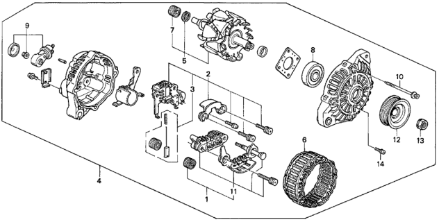 1994 Honda Del Sol 2 Door S KL 4AT Alternator (Mitsubishi) Diagram