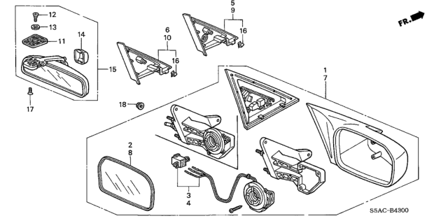 2005 Honda Civic 4 Door EX (SPECIAL EDITION) KA 4AT Mirror Diagram