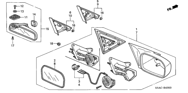 2005 Honda Civic Mirror Assembly, Passenger Side Door (R.C.) Diagram for 76200-S5D-A11