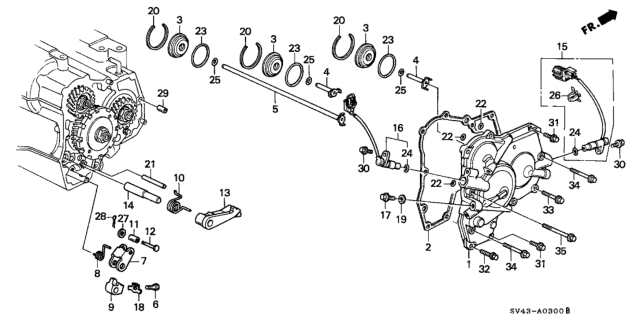 1995 Honda Accord 4 Door LX KL 4AT AT Right Side Cover Diagram