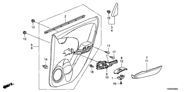 2013 Honda Fit EV Rear Door Lining Diagram