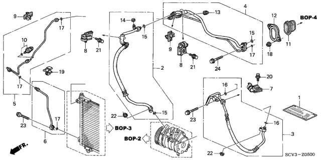 2003 Honda Element A/C Hose - Pipes Diagram