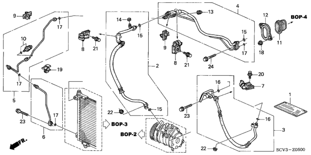 2004 Honda Element A/C Hose - Pipes Diagram